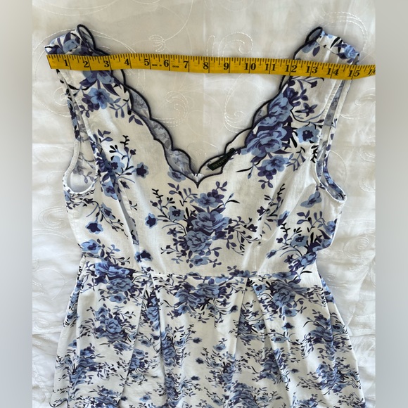 For Cynthia XL White w/Blue Floral Print Sleeveless MidAxi Dress - Picture 8 of 14